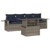 vidaXL 5-teiliges Gartensofa-Set mit Kissen, grau, Polyrattan