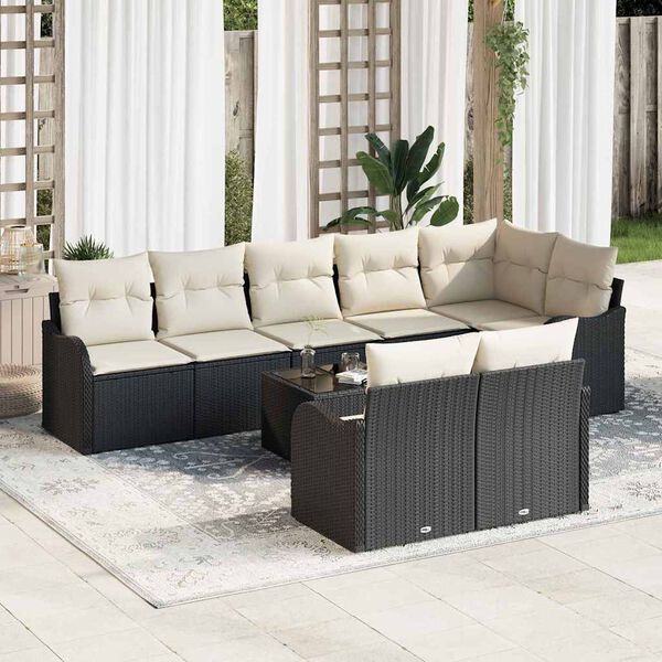 vidaXL Gartensofa-set Schwarz Poly-Rattan
