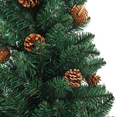 vidaXL Weihnachtsbaum Schlank mit Beleuchtung & Zapfen Echtholz 180 cm