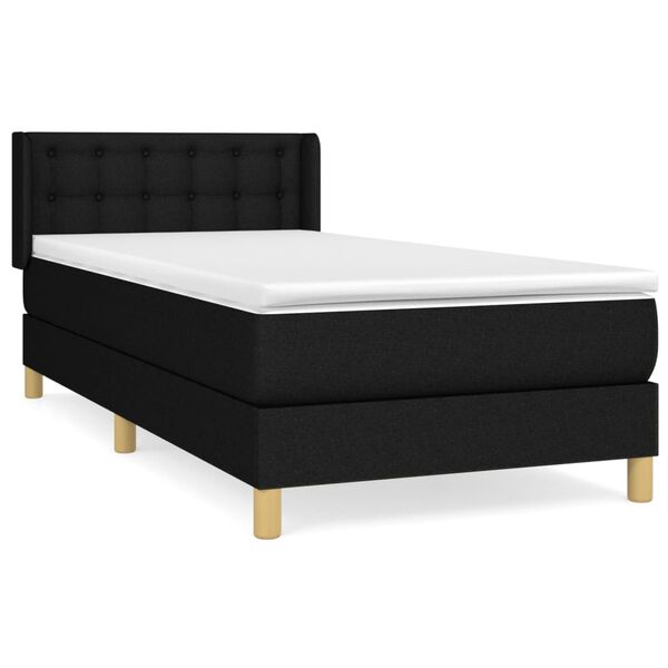 vidaXL Boxspringbett mit Matratze Schwarz 90x190 cm Stoff
