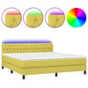 vidaXL Boxspringbett mit Matratze & LED Gr&uuml;n 180x200 cm Stoff