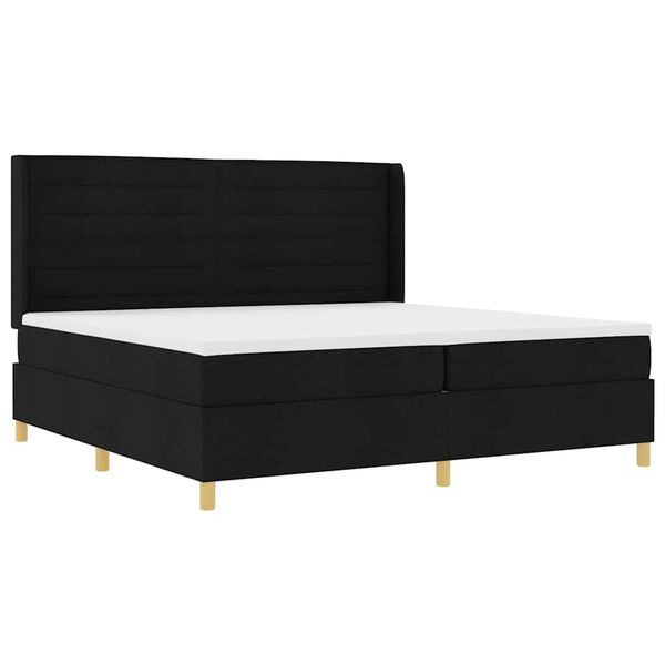 vidaXL Boxspringbett mit Matratze Schwarz 200 x 200 cm Stoff