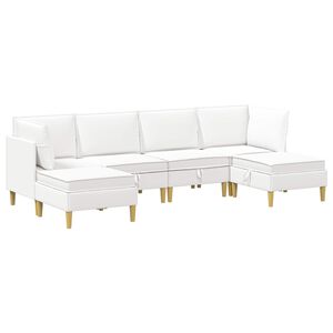vidaXL Modular Sofa Set mit Stauraum 6 stk. Wei&szlig; Stoff
