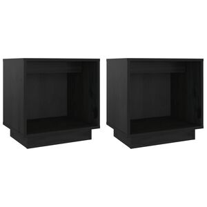 vidaXL Nachttische 2 Stk. Schwarz 40x30x40 cm Massivholz Kiefer
