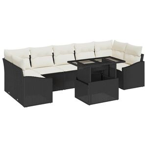 vidaXL Gartensofa-set mit Kissen 8 pcs Schwarz und Creme Poly-Rattan