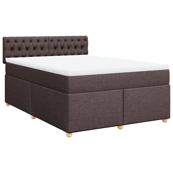 vidaXL Boxspringbett mit Matratze Dunkelbraun 140x200 cm Stoff