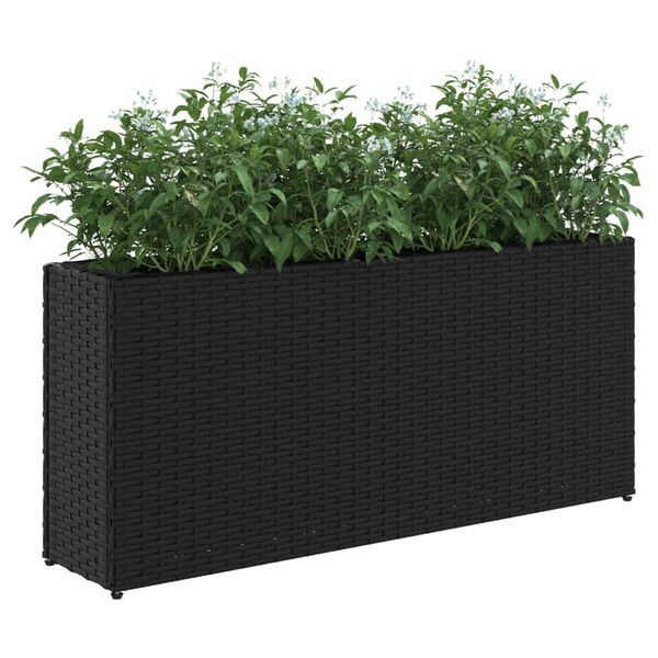 vidaXL Pflanzk&uuml;bel mit 2 T&ouml;pfen 2 Stk. Schwarz 90x20x40 cm Poly Rattan