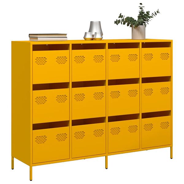 vidaXL Sideboard Senfgelb 135x39x103,5 cm Kaltgewalzter Stahl