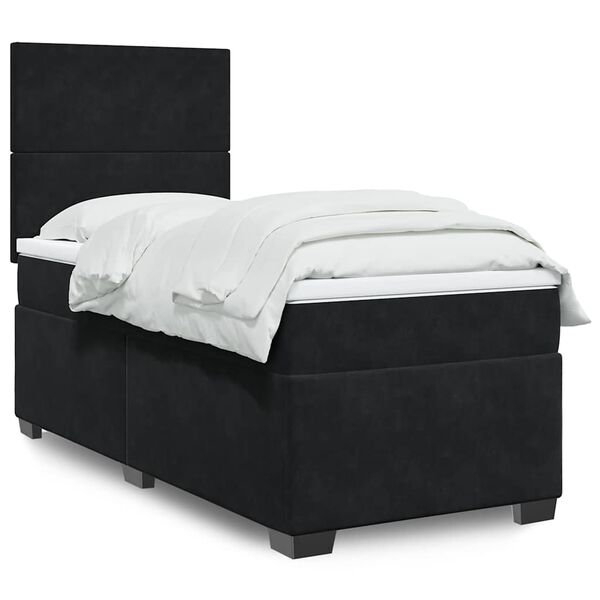 vidaXL Boxspringbett mit Matratze Schwarz 90x190 cm Samt