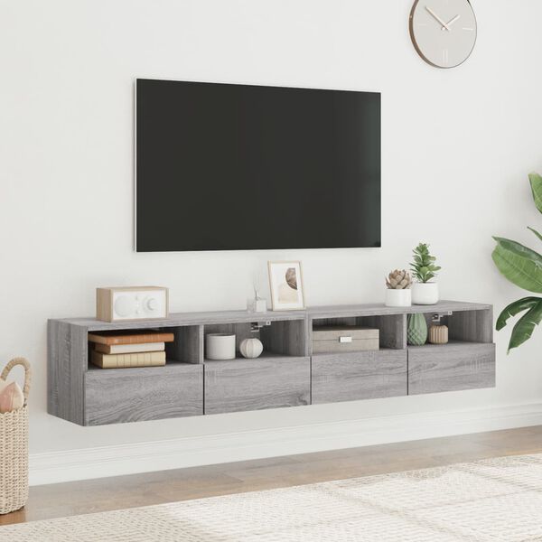 vidaXL TV-Wandschränke 2 Stk. Grau Sonoma 80x30x30 cm Holzwerkstoff