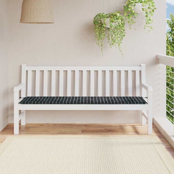 vidaXL Gartenbank-Kissen Plaid Schwarz 180 x 50 x 4 cm Oxford Stoff