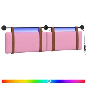 vidaXL H&auml;ngendes Kopfteil Mit LED Licht Rosa Antikes PU
