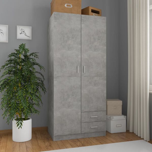 vidaXL Kleiderschrank Betongrau 80x52x180 cm Holzwerkstoff