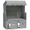 vidaXL Strandkorb mit Dach Poly Rattan und Massivholz Grau