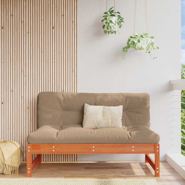 Garten Mittelssofa Massives Kiefernholz Wachsbraun 120 x 84 x 70 cm