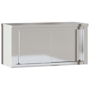 vidaXL K&uuml;chen-Wandschrank mit Schiebet&uuml;ren Edelstahl