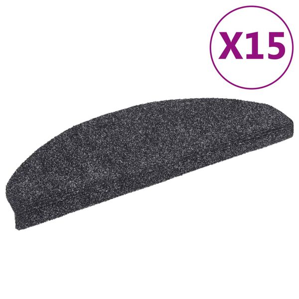 vidaXL Stufenmatten Selbstklebend 15 Stk. 65x21x4 cm Dunkelgrau Halbrund Gro&szlig;