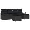 vidaXL Sofa Set mit Kissen mit Speicher 6 pcs Schwarz Poly-Rattan