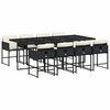 vidaXL 9-tlg. Garten-Essgruppe mit Kissen Schwarz Poly Rattan