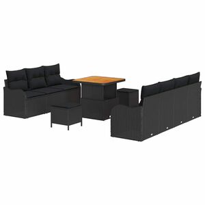 vidaXL Garten-Sofa-Set mit Kissen mit Speicher 10 pcs Schwarz
