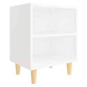 vidaXL Nachttisch mit Massivholz-Beinen Wei&szlig; 40x30x50 cm