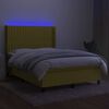 vidaXL Boxspringbett mit Matratze & LED Gr&uuml;n 140x190 cm Stoff
