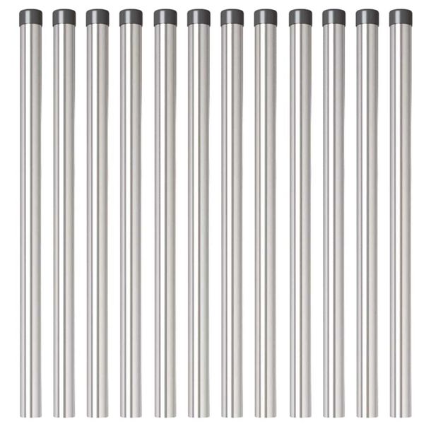 vidaXL Zaunpfosten 12 pcs Silber 60 cm Pulverbeschichteter Stahl