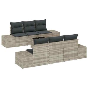 vidaXL Garten-Sofa-Set 8 pcs Hellgrau und Dunkelgrau Poly-Rattan