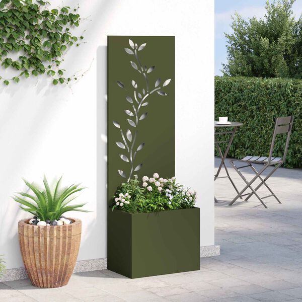 vidaXL Garten Sichtschutz-Leinwand Floral Olivgr&uuml;n 50 x 150 cm