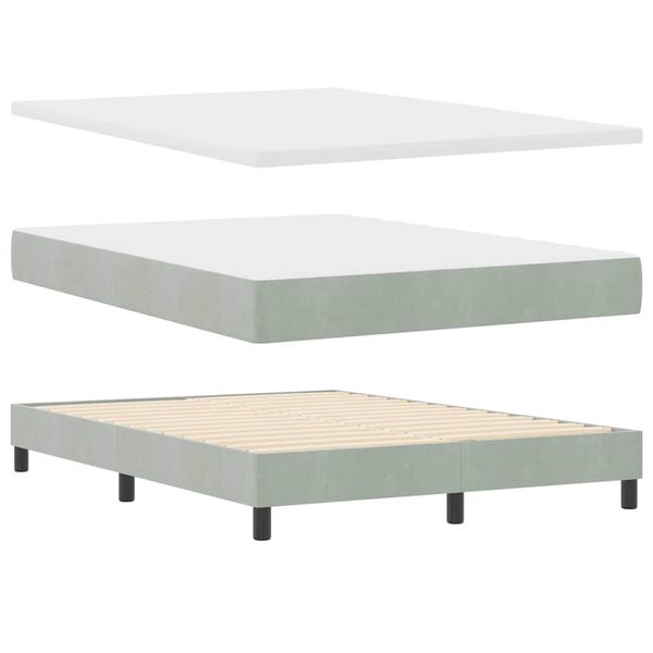 vidaXL Boxspringbett mit Matratze Hellgrau 200 x 160 cm Polyester