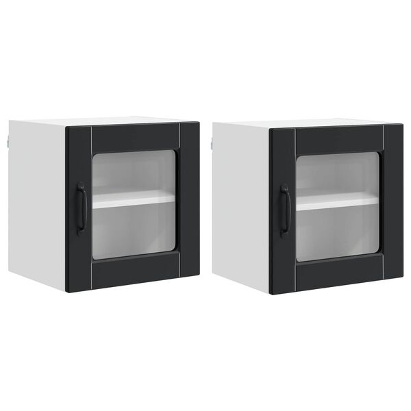 vidaXL K&uuml;chenschrank 2 pcs Schwarz 40 x 31 x 40 cm Holzwerkstoff
