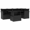 vidaXL 6-tlg. Garten-Sofagarnitur mit Kissen Schwarz Poly Rattan