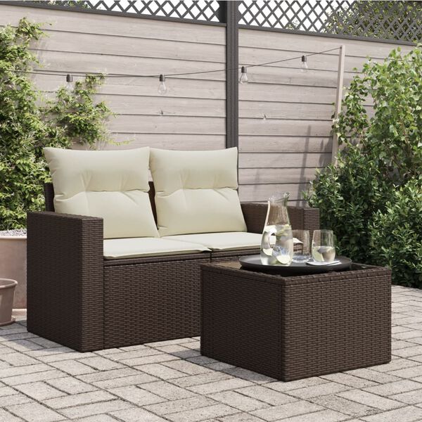 vidaXL Gartentisch mit Glasplatte Braun 55x55x37 cm Poly Rattan