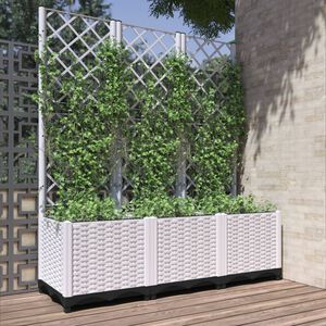 vidaXL Pflanzk&uuml;bel mit Rankgitter Wei&szlig; 120x40x136 cm PP