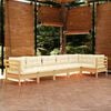 vidaXL 6-tlg. Garten-Lounge-Set mit Creme Kissen Kiefernholz