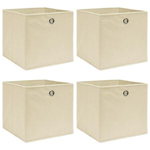 vidaXL Aufbewahrungsboxen 4 Stk. Creme 32x32x32 cm Stoff