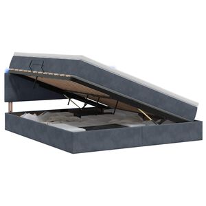 vidaXL LED-Speicherbett mit Matratze Dunkelgrau 160 x 200 cm Samt