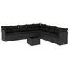 vidaXL 10-tlg. Garten-Sofagarnitur mit Kissen Schwarz Poly Rattan