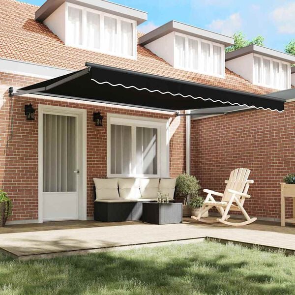 vidaXL Einziehbare Markise Schwarz 400 x 300 cm