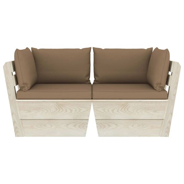 vidaXL Garten-Palettensofa 2-Sitzer mit Kissen Fichtenholz