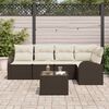 vidaXL Garten-Sofa-Set mit Kissen 6 pcs Braun und Wei&szlig; Poly Rattan