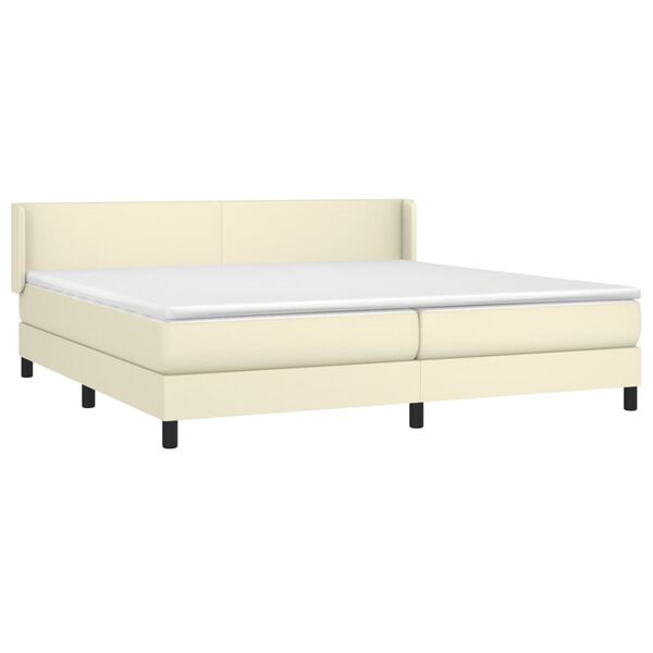 vidaXL Boxspringbett mit Matratze Creme 200x200 cm Kunstleder