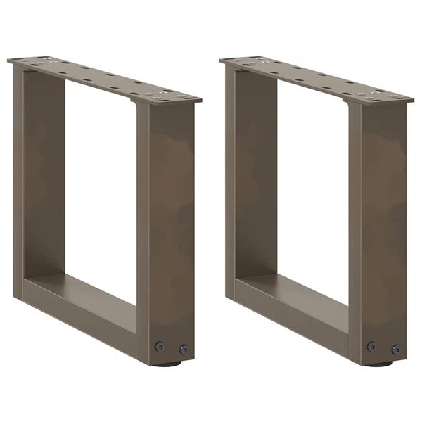 vidaXL Couchtischbeine U-Form 2 Stk. Naturstahl 40x(30-31) cm Stahl