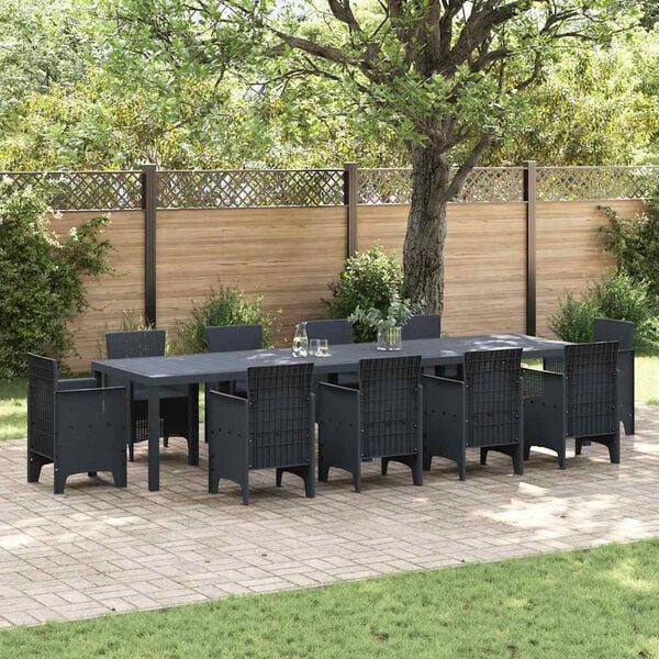 vidaXL Garten-Esstisch Anthrazit 350 x 100 x 73 cm Poly-Rattan