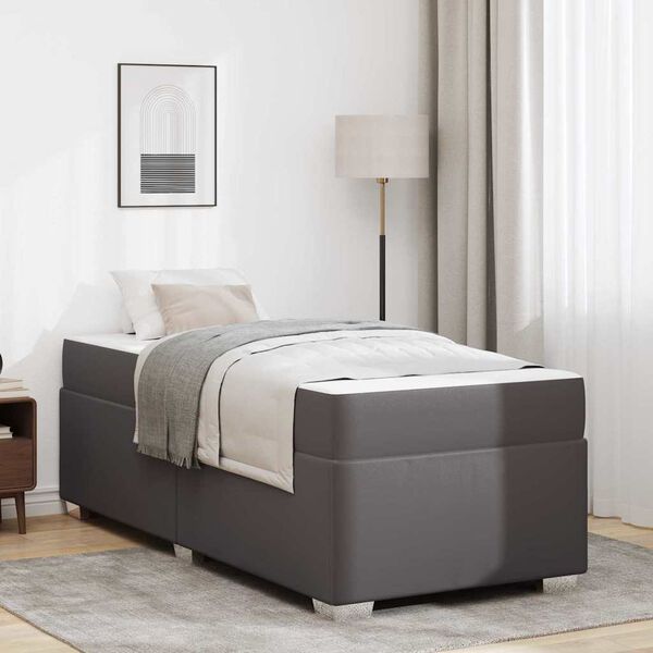 vidaXL Bettrahmen mit Matratze Grau 100 x 200 cm Stoff