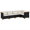 vidaXL 5-tlg. Garten-Sofagarnitur mit Kissen Schwarz Poly Rattan