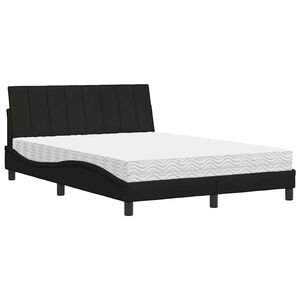 vidaXL Bett mit Matratze "Hanko" Schwarz 140x190 cm Stoff