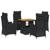 vidaXL 5-tlg. Garten-Essgruppe mit Kissen Schwarz Poly Rattan