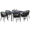 vidaXL Garten Essgruppe 7 pcs Schwarz Poly-Rattan