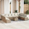 vidaXL Gartensofa-set mit Kissen 11 pcs Beige und Creme Poly Rattan